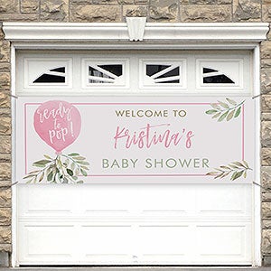 Ready To Pop Personalized Baby Girl Shower Banner - 45x108 - 27151-L