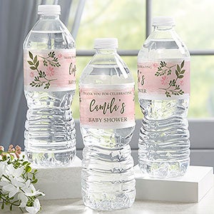 Floral Frame Personalized Baby Shower Water Bottle Labels - 27172