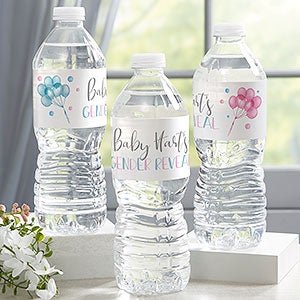 He or She Balloons Personalized Gender Reveal Water Bottle Labels - 27184