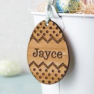 Personalized Natural Wood Easter Basket Tag - 27192
