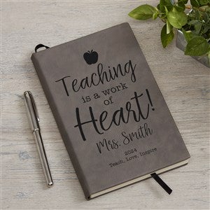 Teaching is a Work of Heart Personalized Grey Journal - 27244-C