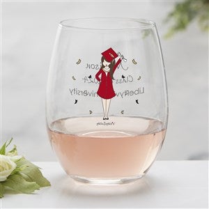 Graduation Girl Personalized 21 oz Stemless Wine Glass - 27245-S