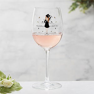 Graduation Girl Personalized 12 oz White Wine Glass - 27245-W