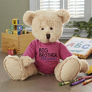 Big Brother Personalized Plush Teddy Bear- Raspberry - 27275-RS