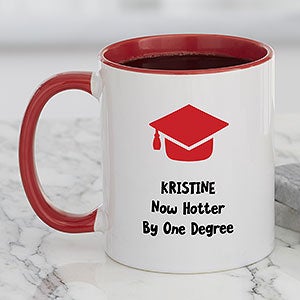 Graduation Icon Personalized Coffee Mug 11 oz Red - 27306-R