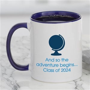 Graduation Icon Personalized Coffee Mug 11 oz Blue - 27306-BL