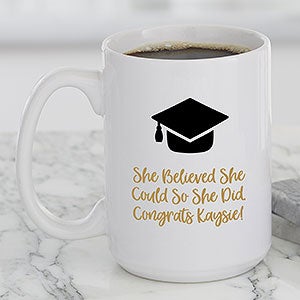 Graduation Icon Personalized Coffee Mug 15 oz White - 27306-L