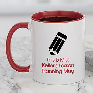 Teacher Icon Personalized Coffee Mug 11 oz Red - 27311-R