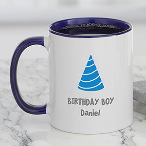 Birthday Icon Personalized Coffee Mug 11 oz Blue - 27313-BL