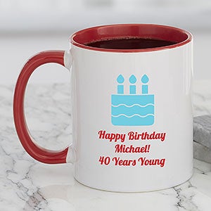 Birthday Icon Personalized Coffee Mug 11 oz Red - 27313-R