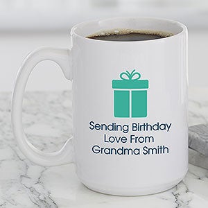 Birthday Icon Personalized Coffee Mug 15 oz White - 27313-L