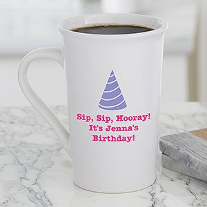 Birthday Icon Personalized Latte Coffee Mug 16 oz - 27313-U