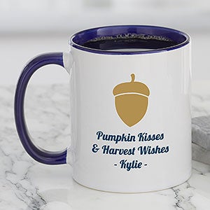 Fall Icon Personalized Coffee Mug 11 oz Blue - 27316-BL