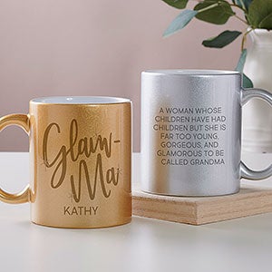 1 Mom Trophy Personalized Glitter Coffee Mugs