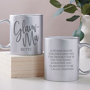 Glam-ma Personalized 11 oz. Silver Glitter Mug - 27366-S