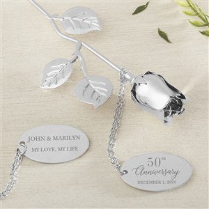 Anniversary Wishes Engraved Silver Keepsake Rose - 27394