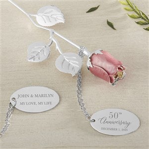 Anniversary Wishes Engraved Pink Keepsake Rose - 27394-Pink