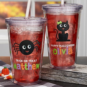 Halloween Kids Personalized Cups With Straws Personalized