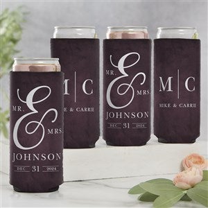 Moody Chic Mr.  Mrs. Personalized Wedding Slim Can Cooler - 27421