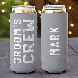 Grooms Crew Personalized Wedding Slim Can Cooler - 27422