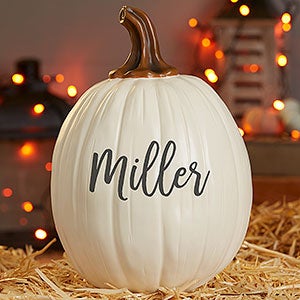 Fall Seasonally Script Personalized Pumpkins- Large Cream - 27462-LC