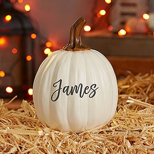Boo, Spooky, Welcome Personalized Pumpkins - Small Cream - 27462-SC