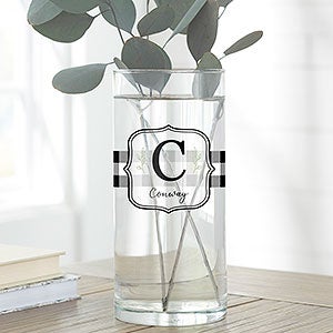 Black  White Buffalo Check Personalized Cylinder Glass Flower Vase - 27467