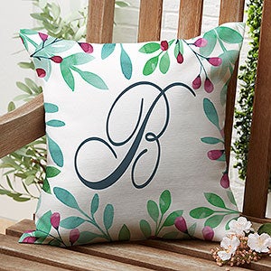 Spring Floral Personalized Outdoor Throw Pillow - 16”x 16” - 27486
