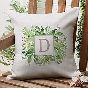 Spring Greenery Personalized Outdoor Throw Pillow- 16”x 16” - 27488