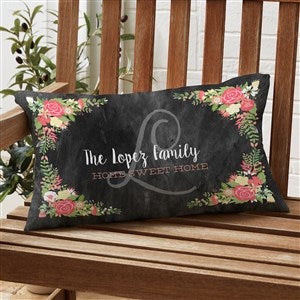 Posh Floral Welcome Personalized Lumbar Outdoor Throw Pillow - 12x22 - 27490-LB