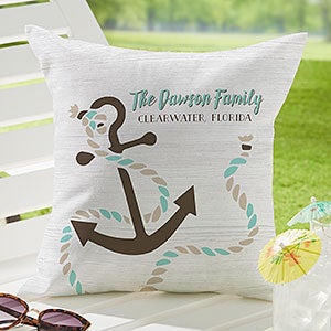 Beach Life Personalized Outdoor Throw Pillow- 16”x 16” - 27496