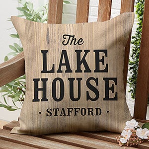 Home Away From Home Personalized Outdoor Throw Pillow- 16”x 16” - 27497