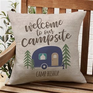 Welcome To Our Campsite Personalized Outdoor Throw Pillow - 20x20 - 27498-WTC-L