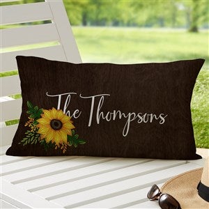 Summertime Sunflowers Personalized Lumbar Outdoor Throw Pillow- 12” x 22” - 27499-LB