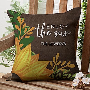 Summertime Sunflowers Personalized Outdoor Throw Pillow- 16”x 16” - 27499