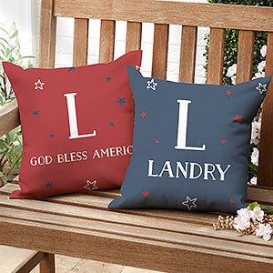 Stars  Stripes Personalized Outdoor Throw Pillow- 16”x 16” - 27500