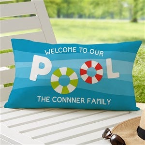 Pool Welcome Personalized Lumbar Outdoor Throw Pillow- 12” x 22” - 27501-LB