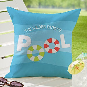 Pool Welcome Personalized Outdoor Throw Pillow- 16”x 16” - 27501