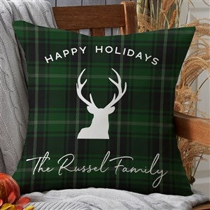 Christmas Plaid Personalized Outdoor Throw Pillow - 20x20 - 27507-L