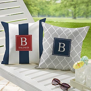 Coastal Chic Custom Pattern Personalized Outdoor Throw Pillow - 16x16 - 27512