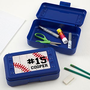 Baseball Personalized Blue Pencil Box - 27533-B