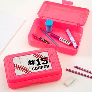 Baseball Personalized Pink Pencil Box - 27533-P