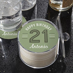 Modern Birthday Personalized Paper Coasters - 27548