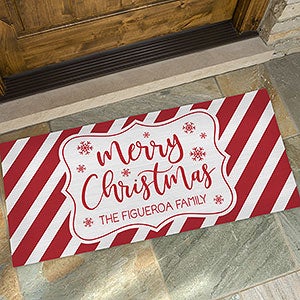 Red  White Christmas Personalized Oversized Doormat - 24x48 - 27734-O