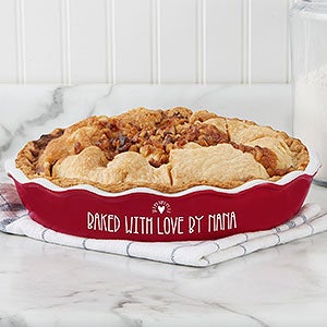Made with Love Personalized Ceramic Pie Dish - Red - 27763R-C