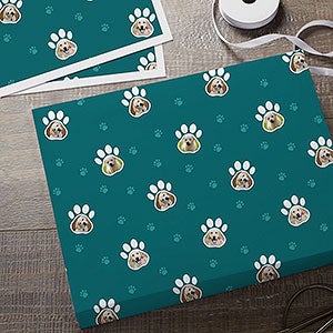 Paw Prints Personalized Photo Wrapping Paper Sheets - 27776-S