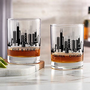Chicago 14oz. Personalized Printed Whiskey Glass - 27781