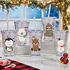 Candy Cane Lane Personalized Acrylic Tumbler with Straw