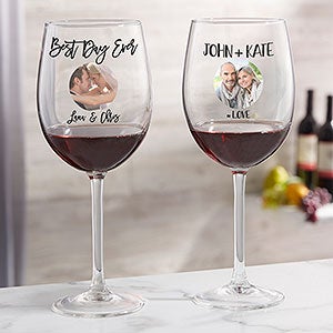Photo Message For Couple Personalized Red Wine Glass - 27803-R