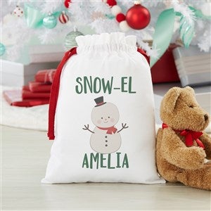 Holly Jolly Characters Personalized Snowman Canvas Drawstring Santa Sack-Small - 27833-S-S